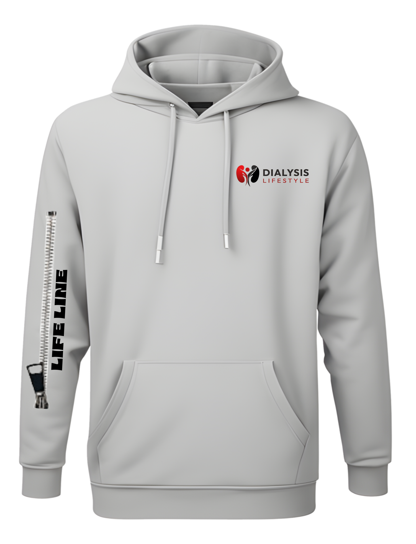 Dialysis hoodie with Right sleeve zipper