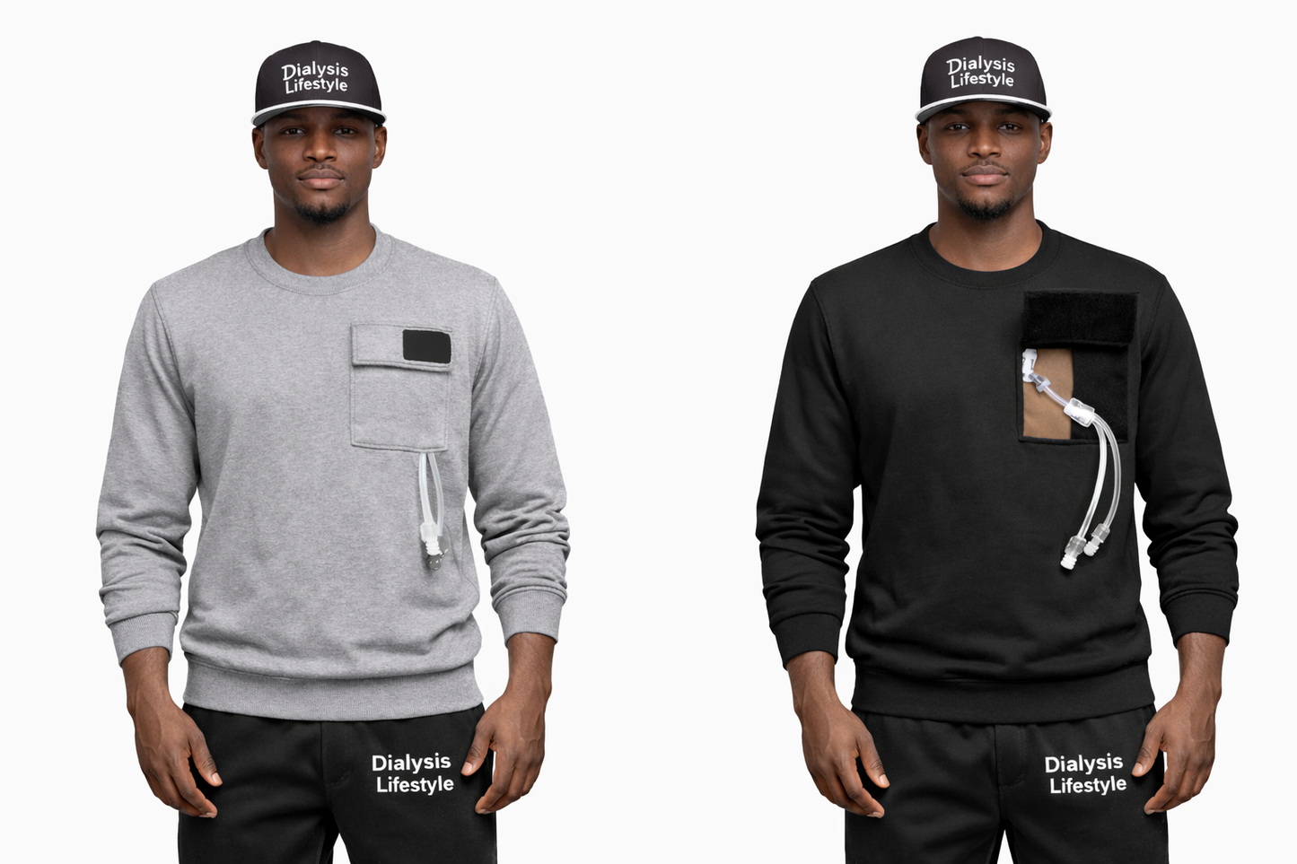 Catheter access  accommodating sweatshirt